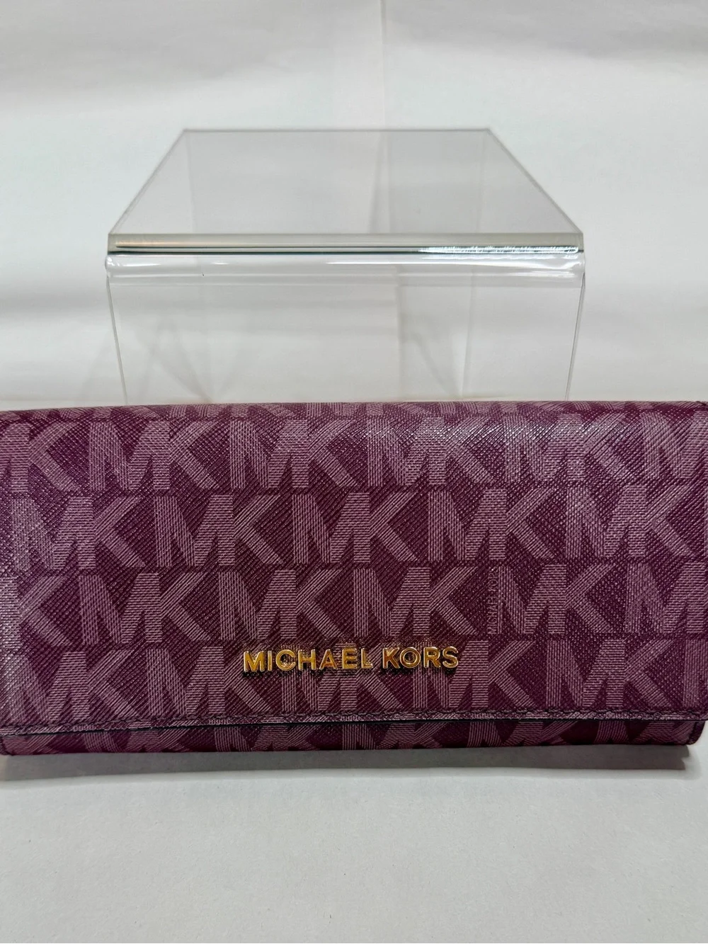 Michael Kors Plum Signature Continental Wallet with Gold Logo